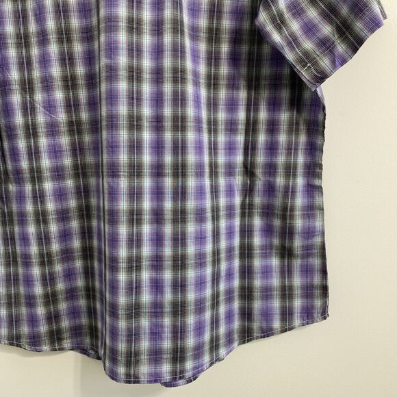 Wrangler Western Shirt Mens XL Purple Black White Blue Plaid Snap Button Front - Picture 12 of 13